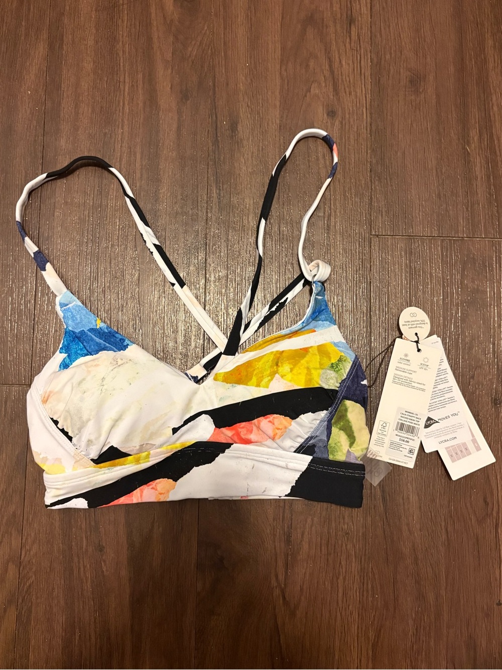 CALIA by Carrie Underwood Multicolor Abstract Strappy Bikini Top
